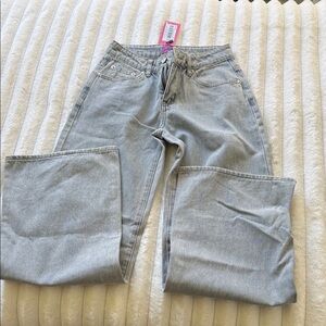 Edikted Light Gray Straight Leg Jeans